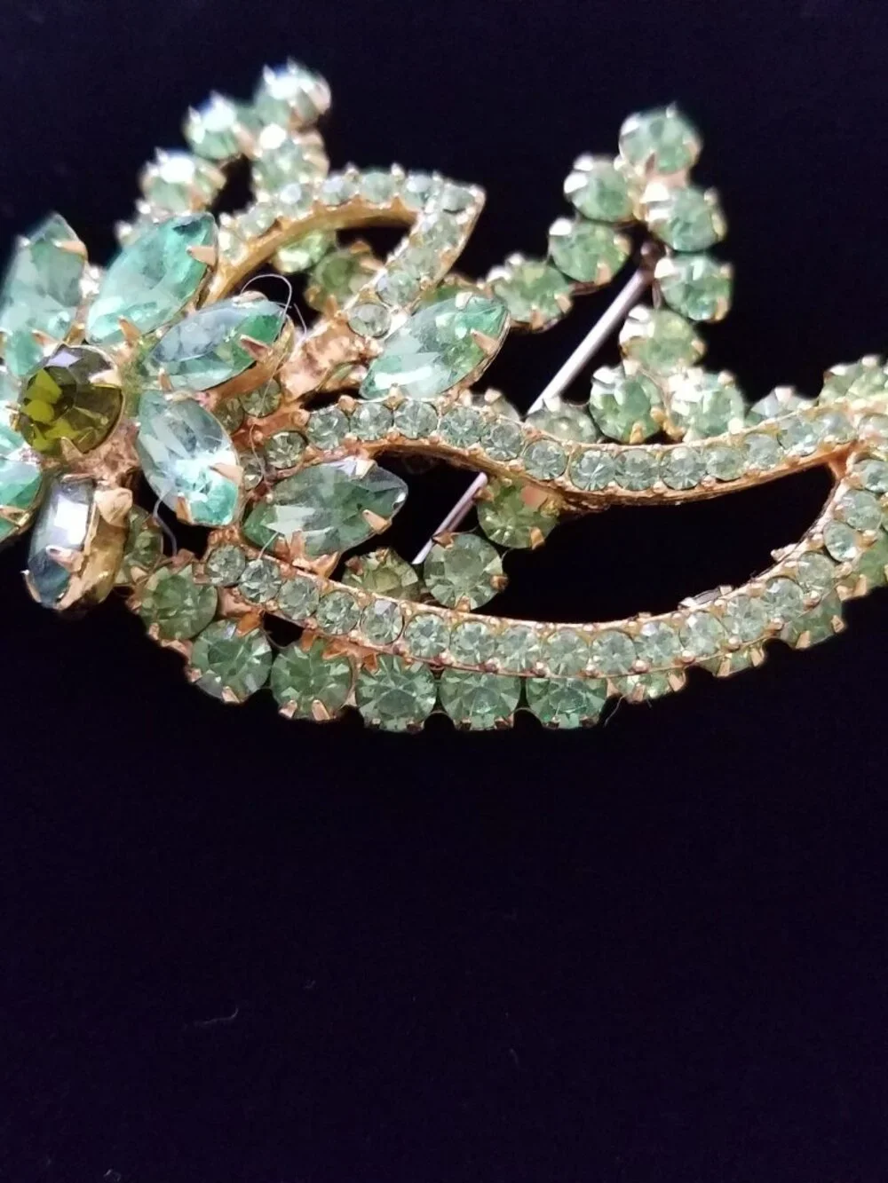 Vintage Juliana Lime Green Rhinestone Statement Brooch Verified